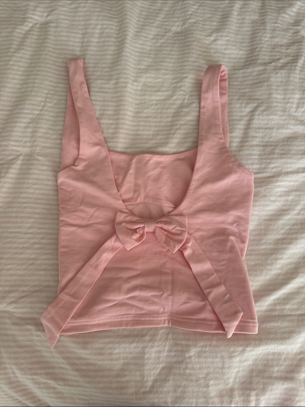 Edikted Pink Low Back Bow Crop Tank Top